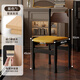 藍澤中古風(fēng)實(shí)木椅法式輕奢復古餐椅家用靠背椅梳妝椅創(chuàng  )意餐廳軟包椅子 黑色架+黃色坐墊【單】-整裝發(fā)