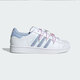 阿迪達斯 （adidas）三葉草女鞋板鞋 秋季新品時尚潮流貝殼頭休閑鞋低幫小白鞋運動鞋 JR1332/白/淡粉藍/柔和紫 38 (235mm)
