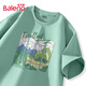 班尼路（Baleno）純棉短袖男夏季休閑潮牌寬松油畫風重磅t恤青少年個性百搭上衣