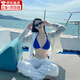 JIOESC泳衣女克萊因藍(lán)三點(diǎn)式分體比基尼性感辣妹綁帶高級感顯白度假溫泉 藍(lán)色兩件套 M (115斤以內(nèi))