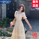 莫代爾少女夢境印花復(fù)古法式甜美碎花連衣裙2025夏季新款修身泡泡袖長裙 圖片色 【圖案印花】 M 90-110斤