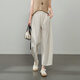 逸陽(yáng)九分亞麻哈倫褲女2025年夏新款裸感高腰顯瘦百搭休閑闊腿褲子 木本色 31