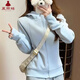 夏雨瑤外套女裝連帽衛衣春秋長(cháng)袖新款衛衣運動(dòng)開(kāi)衫上衣拉鏈修身短款 淺藍色 修身春秋款 M 建議90-101斤