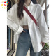 CS.LION白色襯衫女夏季韓版寬松學(xué)生襯衣小眾設計高級感外搭開(kāi)衫外套上衣 白色 M 95-110斤