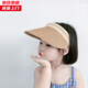槿城 兒童防曬帽夏季大帽檐遮陽(yáng)空頂草帽女童寶寶時(shí)尚無(wú)頂鴨舌太陽(yáng)帽子W481 卡其 參考2-7歲（頭圍47-53cm) 均碼