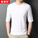 恒源祥含桑蠶絲七分袖T恤男士圓領(lǐng)莫代爾春秋男裝新款中青年上衣 漂白 3XL 190/56/125