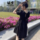 綠夕（REAXUR）小香風(fēng)連衣裙子夏天女裝2025夏季新款氣質(zhì)女神范黑色裙子收腰顯瘦 黑色 XL （建議119斤-128斤）