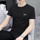 KRDUGBR【三防】短袖t恤男圓領(lǐng)夏季100%純棉半袖修身內(nèi)搭夏裝男裝體恤 黑色 L 【120-135斤】