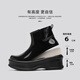 佰妮珂英倫風(fēng)厚底短筒雨鞋女新款水鞋女防水防滑內增高純色四季可穿膠鞋 黑色 38