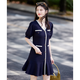 尚靜連衣裙女夏季25年新款小個子收腰顯瘦氣質(zhì)V領(lǐng)通勤百搭短袖裙子女