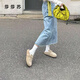 莎莎蘇[明星同款]2025夏季新款咖啡貝果勃肯單鞋女內增高樂福鞋 卡其色 36