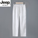 JEEP SPIRIT高端品質(zhì)純亞麻白色休閑褲麻布男裝透氣舒適純色麻料長(cháng)褲男 白色 M (100-120斤)