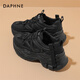 達(dá)芙妮（DAPHNE）老爹鞋女夏季新款透氣網(wǎng)面增高運(yùn)動(dòng)休閑鞋2024春夏時(shí)尚跑步鞋 透黑 37 (235mm)