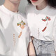 MDlila【兩件】情人節情侶裝夏季結婚領(lǐng)證登記短袖2025新款t恤套裝衣服 燈籠 白色男款+白色女款 XL 男/女M