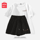 名創(chuàng)優(yōu)品（MINISO）運動套裝女夏季2025年新款純棉短袖小個子休閑夏裝搭配一整套女裝 白色+黑色(幸運愛心) S 155(舒適好搭)