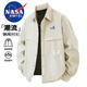 NASA MARVEL長(zhǎng)袖襯衫男春秋季長(zhǎng)袖上衣服襯衣男士戶外休閑外套 杏色 L