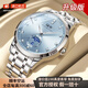 I&W CARNIVAL HWGUOJI瑞士品牌IW手表男全自動(dòng)機(jī)械表夜光防水雙日歷腕表名表十大品牌 愛沃馳男表本色冰藍(lán)鋼帶-進(jìn)口機(jī)芯 順豐空運(yùn)
