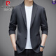皮爾卡丹（pierre cardin）男士西服春秋季休閑商務(wù)正裝修身小西裝中青年便服單西裝外套男 灰色 XL 180