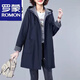 羅蒙（ROMON）輕奢女裝大碼風(fēng)衣女中長款2024春秋裝中年媽媽洋氣減齡寬松外套女 藏青色 好質(zhì)量(有內(nèi)襯) 4XL 建議【180-200斤】