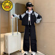 G.DUCKKIDS小黃鴨女童休閑運(yùn)動(dòng)套裝2025新款春秋洋氣網(wǎng)紅中大童拉鏈外套春季 黑色套裝*【上衣+褲子】 160 【建議身高150cm左右】