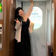 法舒琳夏季特大碼300斤女裝吊帶裙內搭打底小黑裙女西裝收腰顯瘦連衣潮 黑連衣裙 L 建議100-130斤