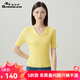 哥弟真的好（GIRDEAR）女裝3D無(wú)縫一線成衣 小翻領(lǐng)豎坑條針織衫女A301222 黃 XL (5碼)