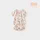 微獅牧尼【蠶絲】嬰兒童短袖短褲套裝夏季薄款寶寶兩件套夏裝外出 漫花影蹤-蜜桃粉 【自然舒適】 100