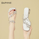 達芙妮（DAPHNE）蝴蝶水鉆涼拖鞋女夏季外穿時尚百搭仙女風法式一字拖女 銀色  38 