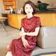 迪芬璐嘉杭州新款真絲連衣裙女2025年夏季印花桑蠶絲裙子高端顯瘦裙子?jì)寢?紅色 2XL /175（適合120-130斤左右）