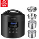 愛(ài)德（aide）316不銹鋼內(nèi)膽4L電壓力鍋0涂層全自動(dòng)智能多功能雙膽電高壓鍋無(wú)涂層電飯煲電飯鍋家用蒸煮4-5-6人 4L黑色(超厚316不銹鋼雙膽+蒸籠+蒸盤(pán)) 4L