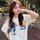 美式重工字母毛巾繡純棉短袖t恤女夏季設(shè)計(jì)感小眾情侶裝寬松上衣 白色 XL