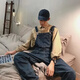迪伽達(dá) 美式牛仔背帶褲男士夏季新款設(shè)計(jì)小眾寬松連體闊腿嘻哈吊帶褲 WCFS-920深藍(lán)色 XL