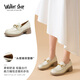 Walker Shop奧卡索皮鞋女牛皮樂(lè )福鞋女增高休閑高跟鞋小皮鞋女D151113米色38