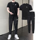 耐克（NIKE）男裝運動(dòng)套裝26春新款休閑簡(jiǎn)約小標短袖T恤運動(dòng)長(cháng)褲衛褲 兩件套 黑色T恤+長(cháng)褲 XL/180