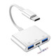 乾閱Typec轉換器多口USB3.0耳機充電OTG手機連接鼠標鍵盤(pán)U盤(pán)tp-c轉接頭數據線(xiàn)三合一 白色-Type-c轉雙口USB-帶供電