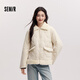 森馬棉服女拼接毛絨翻領(lǐng)溫柔百搭2024冬季新款時(shí)尚寬松棉衣復古風(fēng) 白色調00311 M