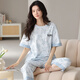 七色紡純棉睡衣女士夏季薄款短袖七分褲家居服夏天全棉薄款休閑套裝 ZX62054 L （推薦100-120斤）