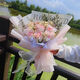 OEIN碎冰藍(lán)玫瑰永生花滿(mǎn)天星干花花束母親節(jié)情人節(jié)生日禮物送女友閨蜜 【玖朵】公主粉送禮袋+賀卡+燈串
