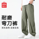 名創(chuàng)優(yōu)品彎刀褲男寬松顯瘦休閑褲子男夏季透氣薄款網(wǎng)孔潮流男褲Z 綠色 L
