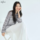 伊芙麗（eifini）伊芙麗2025夏裝新款粗細條紋撞色鏤空防曬針織衫女夏季薄款上衣 灰色 S 80-105斤
