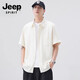 JEEP SPIRIT吉普天絲短袖襯衫男2025新款夏季薄款寬松翻領(lǐng)感T恤襯衣男士 米白色 【天絲】 薄款 XL 【建議140-155斤】