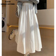 清池影（QINGCHIYING）溫柔白色半身裙女春秋夏新款中長(cháng)高腰a字慵懶顯瘦小個(gè)子百褶長(cháng)裙 白色 S