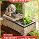 荷府家居 家居生財吸水獸流水擺件 風(fēng)水循環(huán)水人造石槽魚(yú)缸茶幾辦公室裝飾擺件 蚣蝮祥云池