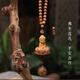 齊選小佛桃木汽車(chē)后視鏡掛件出入平安創(chuàng  )意網(wǎng)紅平安吊墜掛飾車(chē)載禮品 佛坐蓮花車(chē)掛-蓮花香囊
