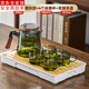 古德窯 茶壺泡茶壺茶水分離飄逸杯2025新款玻璃內(nèi)膽一鍵過濾泡茶杯茶具 煙灰款飄逸茶壺茶具三件套+茶盤