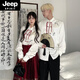 JEEP SPIRIT新中式情侶裝刺繡襯衫紅色馬面裙新年活動(dòng)訂婚漢服套裝一裙一衣 白色襯衫不分男女) 2XL