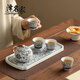 澤名家青花蓮韻西施壺一壺四杯陶瓷泡茶壺家用茶杯茶盤干泡盤功夫茶具 青花蓮韻（長方盤+龍珠壺） 6件