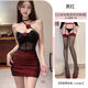 性感誘惑裝老公約會(huì )戰袍制服2025新款睡衣服小胸qqny大碼 黑紅立體玫瑰胸墊包臀裙+T褲+吊 均碼建議體重90-105斤