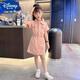 迪士尼（Disney）女童連衣裙夏季新款洋氣兒童夏裝學(xué)院風(fēng)短袖大童工裝裙子 粉色 150 建議身高135-145厘米