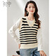 初申春秋針織馬甲女條紋撞色復古V領(lǐng)背心針織衫上衣S143Z5006